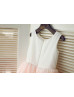 Ivory Cotton Lace Peplum Pink Tulle Flower Girl Dress